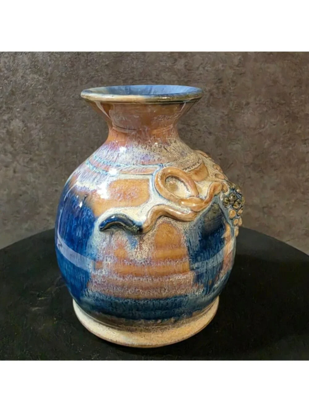 Greg Olson Studio Pottery Grape Vine Bud Vase Signed 5